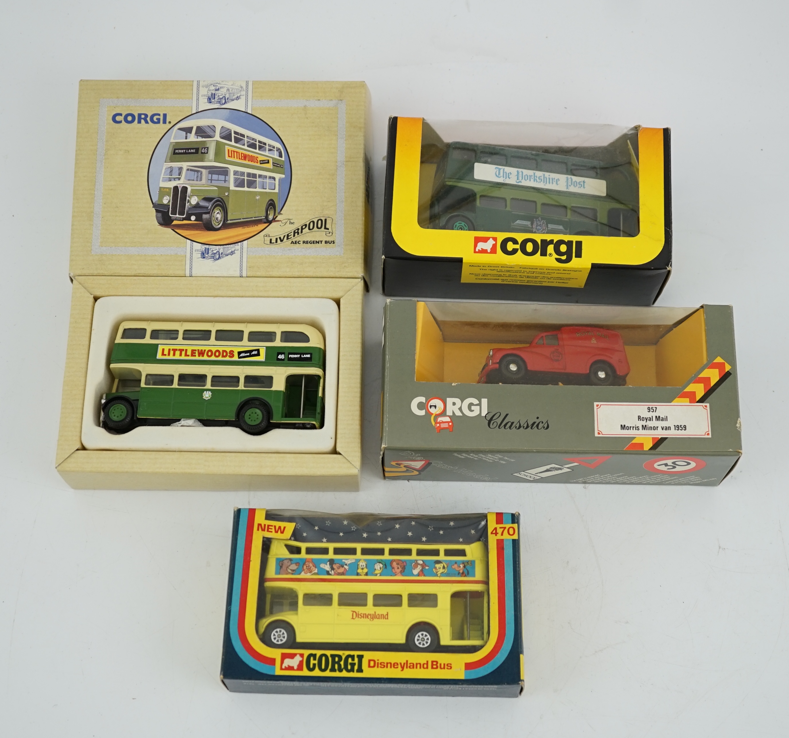 Thirty-three boxed Corgi Classics, etc. diecast buses, coaches and commercial vehicles, operators including; Timpsons, Liverpool, Post Office telephone van, Leeds City, Stagecoach, Maidstone & District, Southdown, etc.